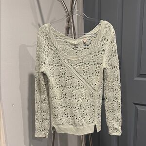 Anthropologie knitted and Knotted  Light green crochet Sweater